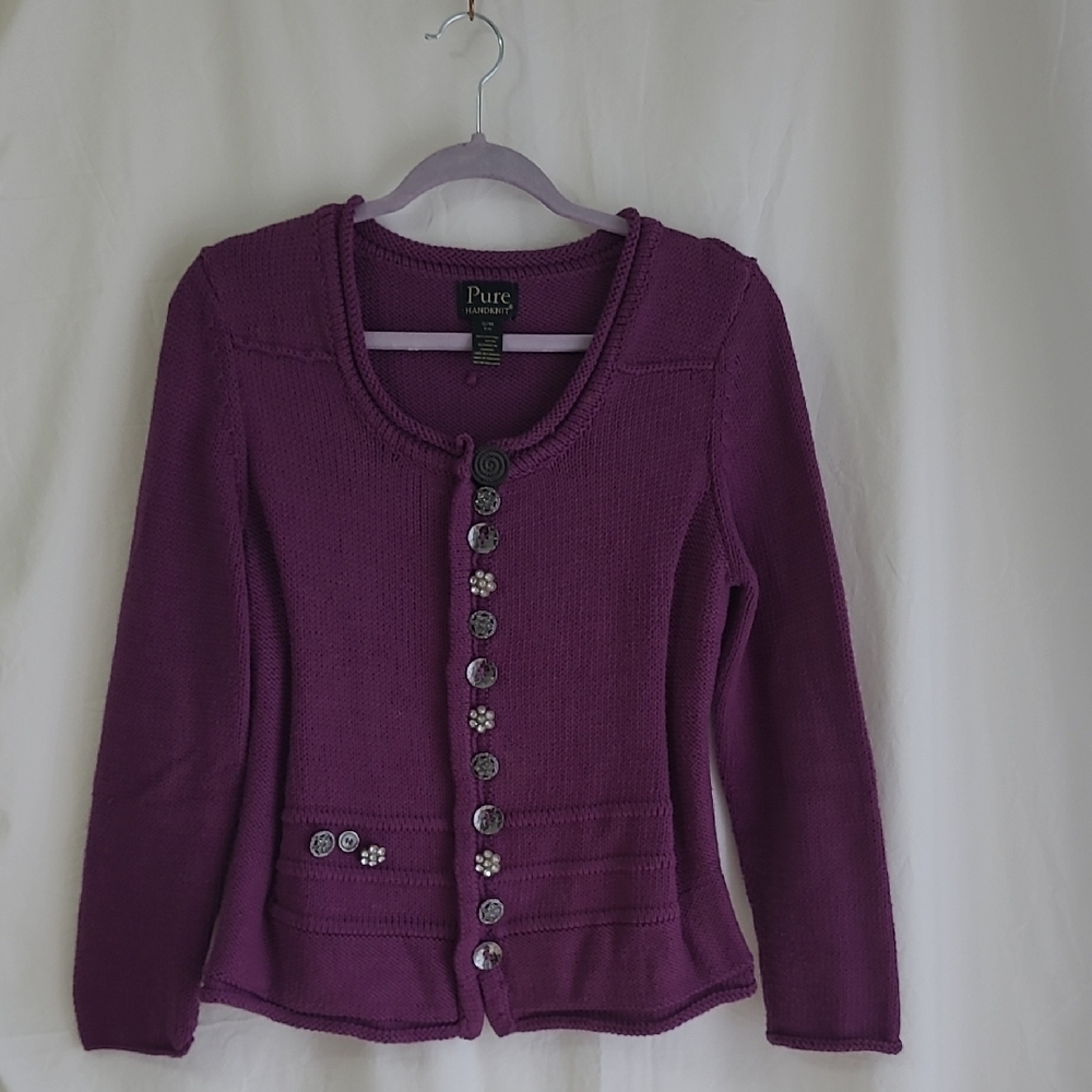 Purple Button-Up Cardigan